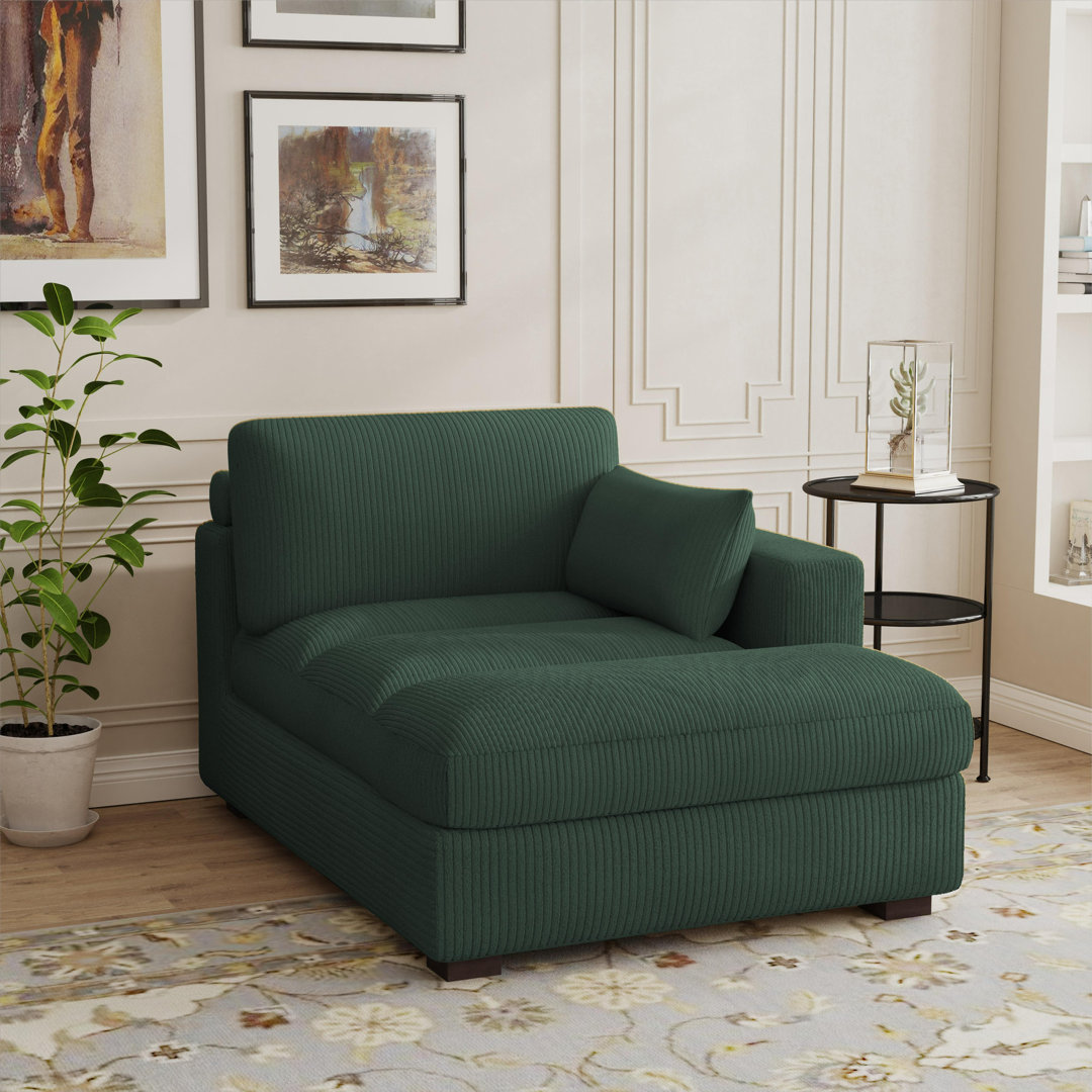 Stoneville 42" W Upholstered Chaise Lounge with Pillow and Solid Wood Leg